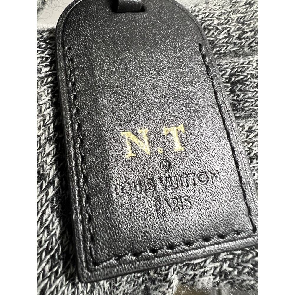 Louis Vuitton BlackName w/ Tag NT Stamp Gold Calfskin Gold tone Bag Charm Paris